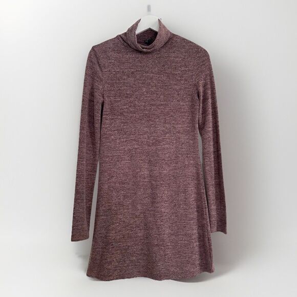 G X Sweater Dress Womens Size XS Stretch Mock Neck Long Sleeve Mini Dark Pink - Picture 1 of 12